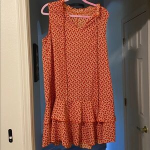 SHEIN Orange and White Patterned Dress